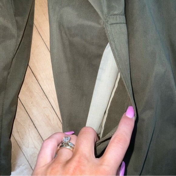 Chaps Ralph Lauren Vintage Trench Coat Olive Green Lined 38R - Picture 3 of 10